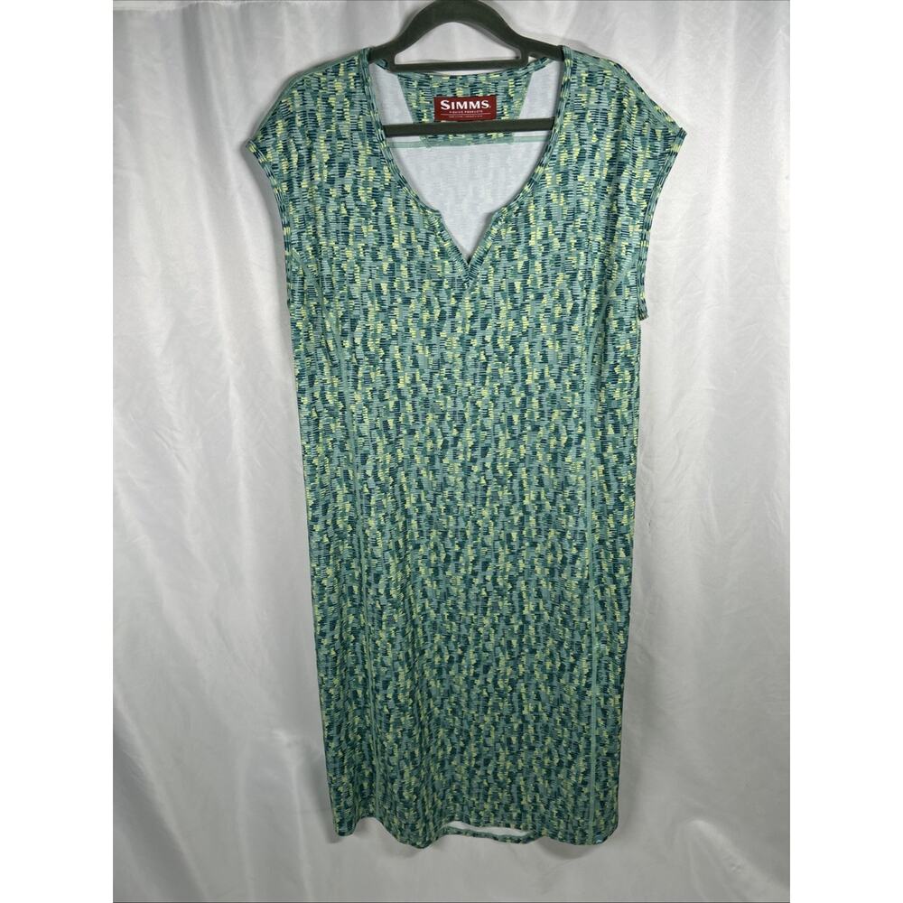 Simms Drifter Dress Midi Size L Aqua Green Quick Dry UPF 50 Cover Up Sleeveless